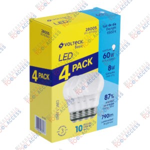 Pack 4 focos LED 8W (60W) A19, 6500K fría, 790 lm, Volteck