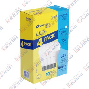 Pack 4 focos LED 16W (100W) A22, 6500K fría, 1550 lm, Volteck