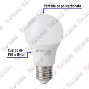Alternative view of Foco LED 8W (60W) A19, 6500K blanca fría, 790 lm, Volteck