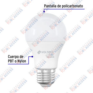 Alternative view of Foco LED 8W (60W) A19, 3000K blanca cálida, 790 lm, Volteck