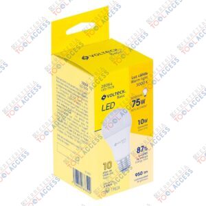 Foco LED 10W (75W) A19, 3000K blanca cálida, 950 lm, Volteck