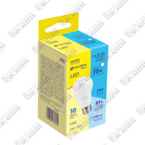 Foco LED 14W (75W) A19, 6500K blanca fría, 1150 lm, Volteck