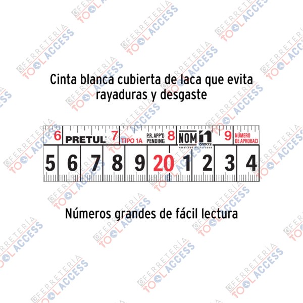 Flexómetro azul 8 m cinta 25 mm, en tarjeta, PRETUL - Imagen 3
