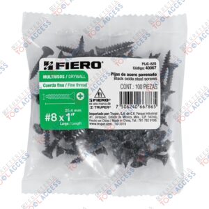 100 pijas 8 x 1"cabeza plana phillips multiusos cuerda fina, Fiero