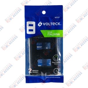 Placa de 2 módulos, negra, Línea Italiana, VOLTECK