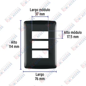Alternative view of Placa de 3 módulos, negra, Línea Italiana, VOLTECK