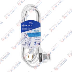 Extensión eléctrica doméstica 2 m clavija recta, blanca