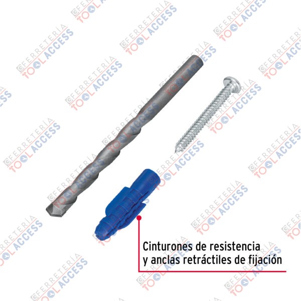 Kit de 20 taquetes 3/8" con pijas #12 y 1 broca 3/8", FIERO - Imagen 3