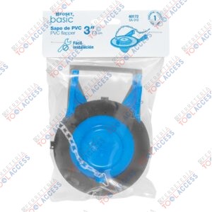 Sapo 3" para WC, PVC, azul, cadena plástica, FOSET