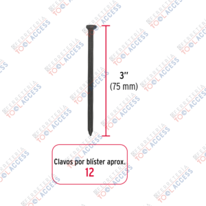 Alternative view of Blíster con 12 clavos negros para concreto 3", FIERO