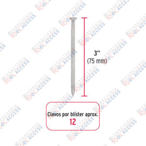 Alternative view of Blíster con 12 clavos galvanizados para concreto 3", FIERO