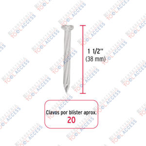 Alternative view of Blíster con 20 clavos galvanizados p/concreto 1-1/2", FIERO
