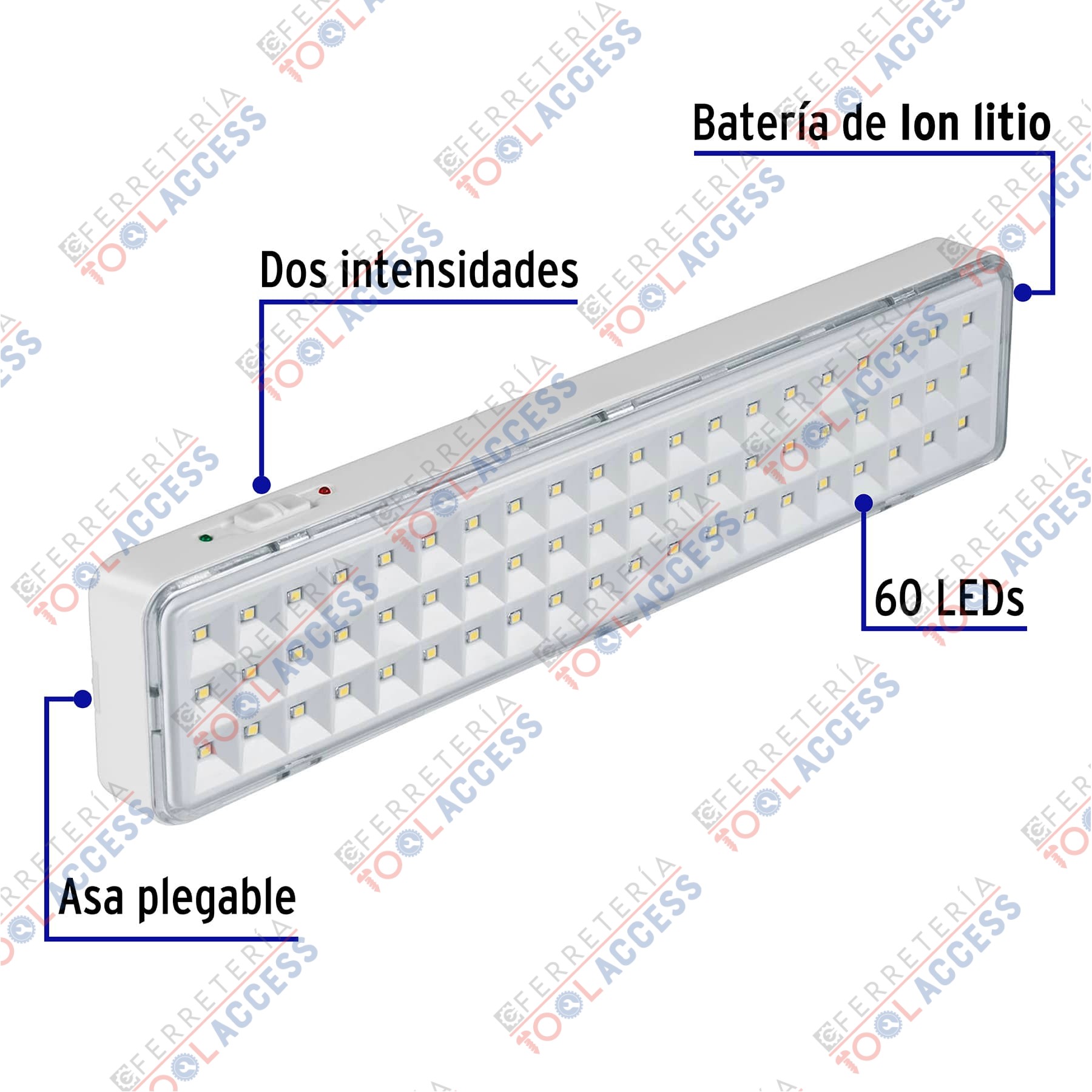 Lámpara de emergencia de 60 Leds 300 lm recargable, Volteck - Imagen 2