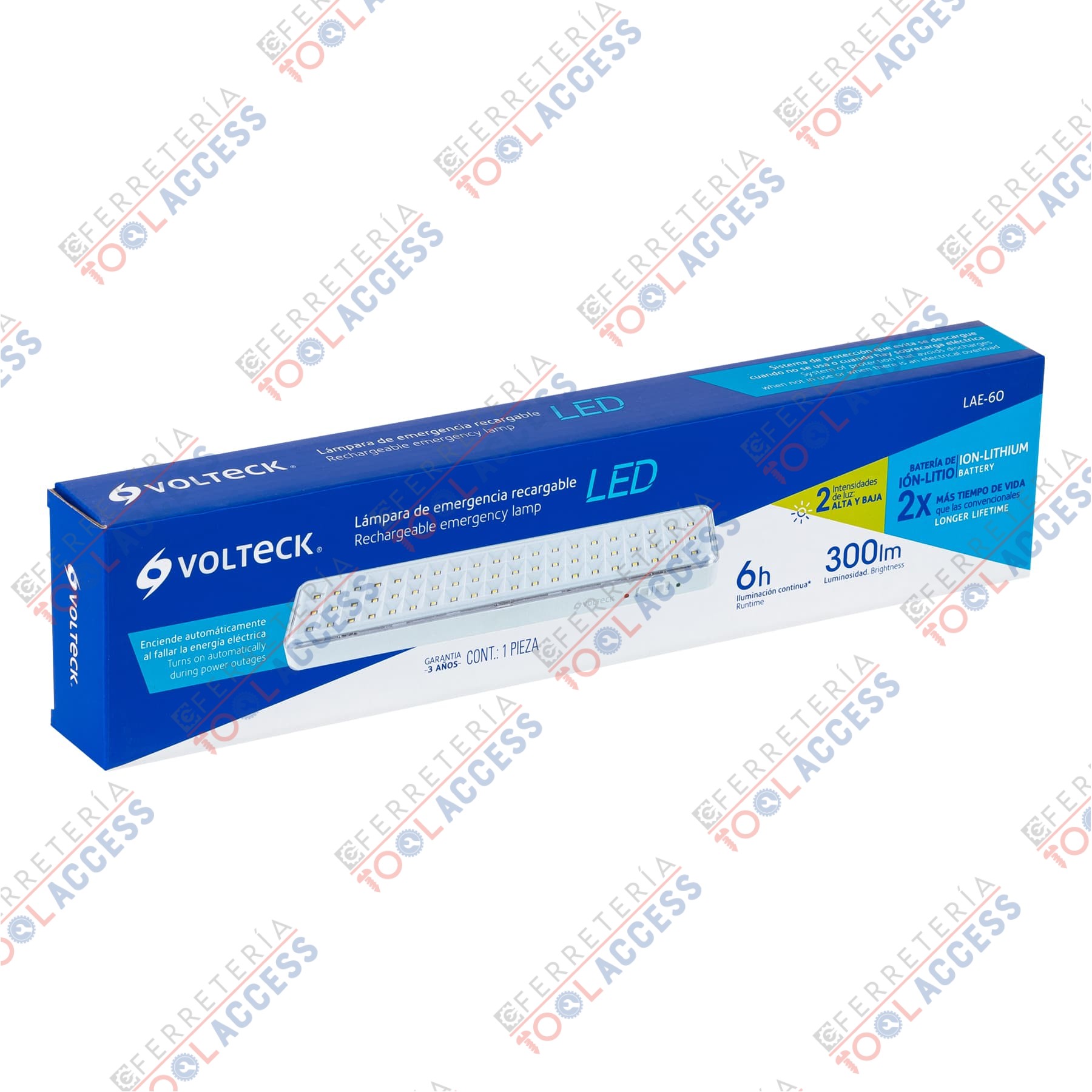 Lámpara de emergencia de 60 Leds 300 lm recargable, Volteck - Imagen 4