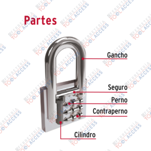 Alternative view of Candado de hierro 38 mm, gancho largo en caja, HERMEX