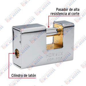 Alternative view of Candado antipalanca, 80mm, blindado, llave tetra, HERMEX