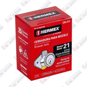 Cerradura para mueble, modelo 21, cromo, HERMEX