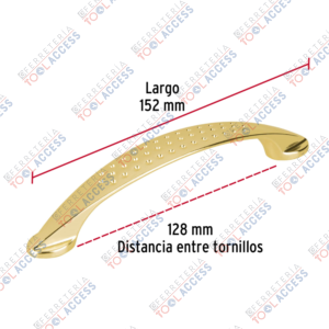 Alternative view of Jaladera de 128mm, línea Elipse, latón brillante, HERMEX