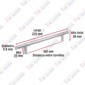 Alternative view of Jaladera de acero, 160mm, línea Cilindro, níquel, HERMEX