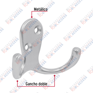 Alternative view of Gancho doble tipo perchero, cromo mate, HERMEX
