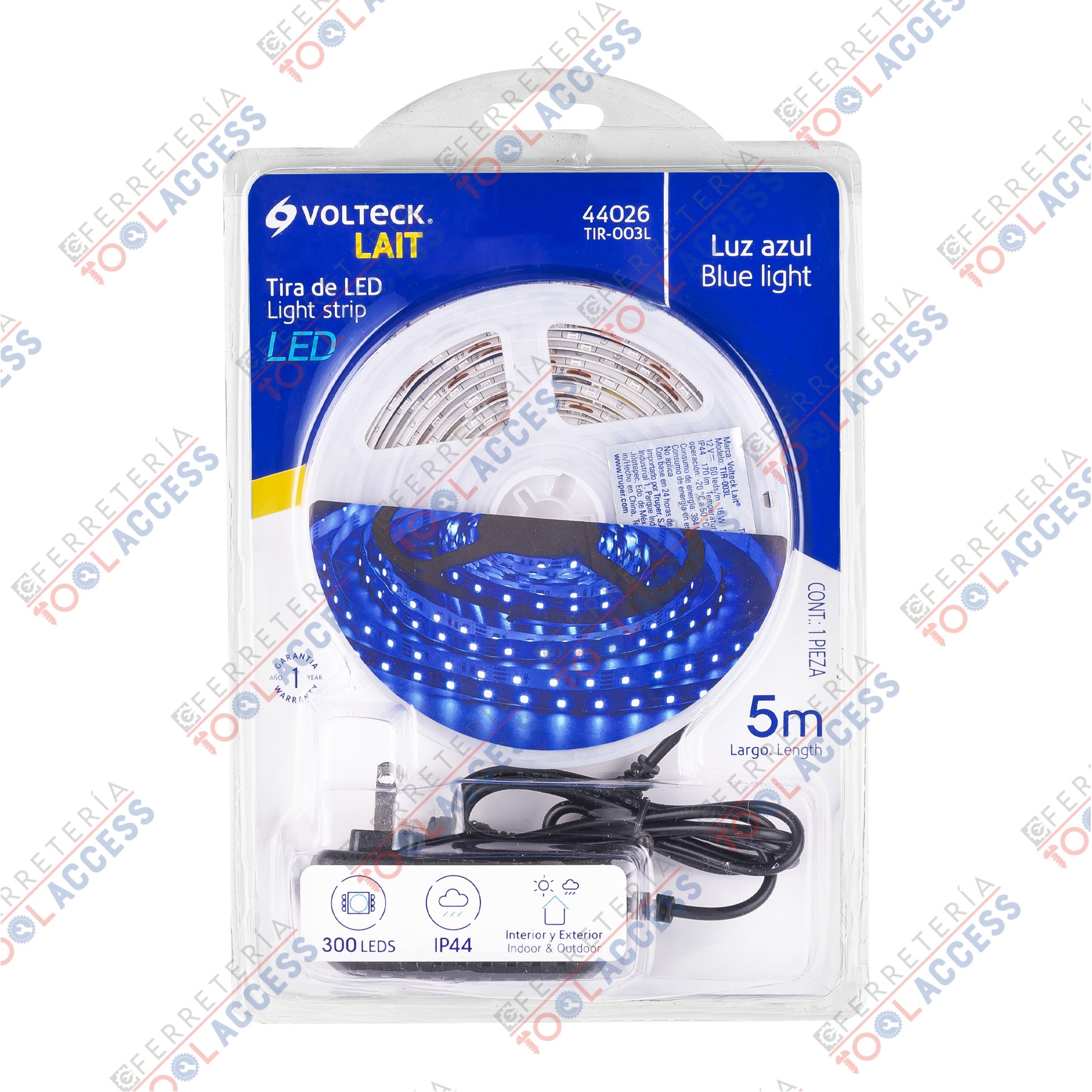 Tira LED 16 W para interior y exterior, 5 m, azul, VOLTECK - Imagen 2