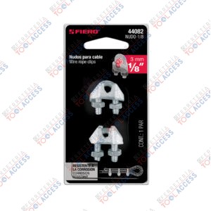 Blíster c/2 nudos (perros) de hierro p/cable de 1/8", FIERO