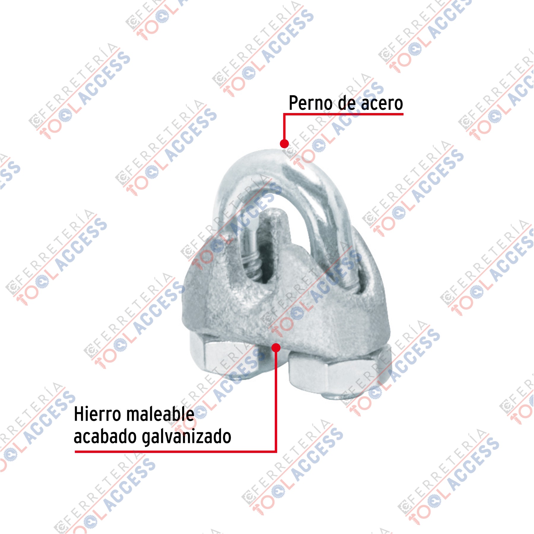 Alternative view of Blíster c/2 nudos (perros) de hierro p/cable de 3/16", FIERO