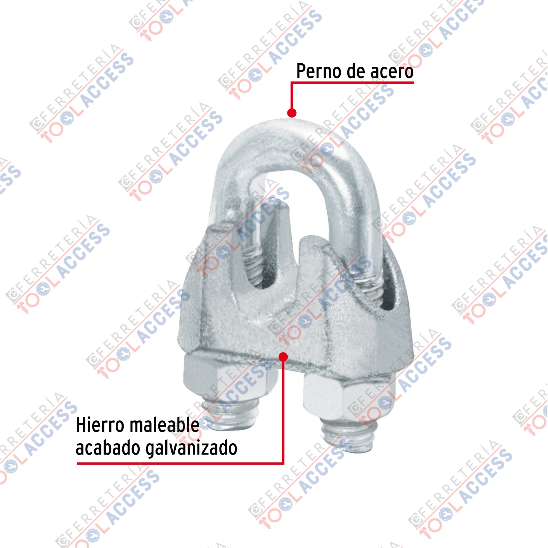 Alternative view of Blíster c/1 nudo (perro) de hierro p/cable de 3/8", FIERO