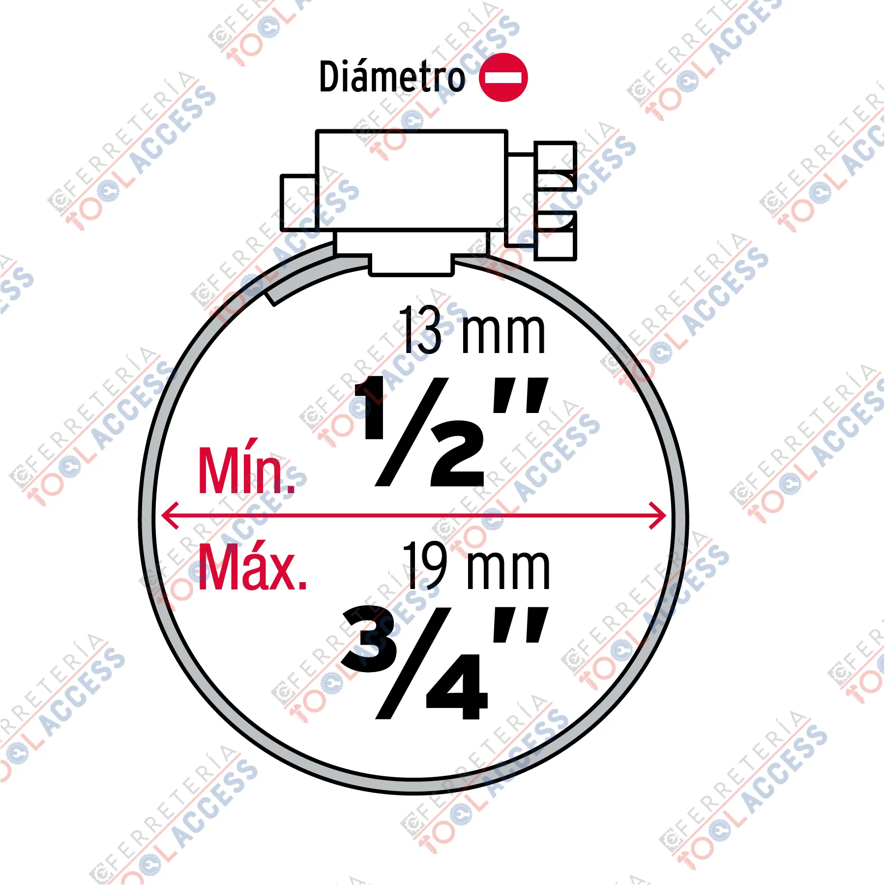 Alternative view of Bolsa con 10 abrazaderas sin fin # 6, 1/2 - 3/4", FIERO