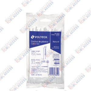 Bolsa con 50 cinchos plásticos 40 lb, 150x3.5 mm, naturales