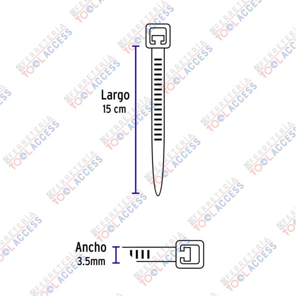 Bolsa con 50 cinchos plásticos 40 lb, 150x3.5 mm, naturales - Imagen 3