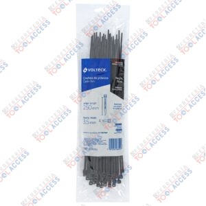 Bolsa con 50 cinchos plásticos 40 lb, 250x3.5 mm, negros