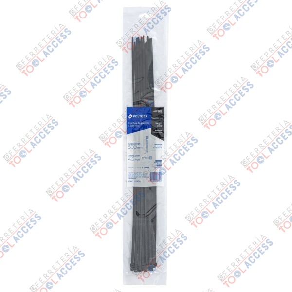 Bolsa con 25 cinchos plásticos 50 lb, 500x4.5 mm, negros