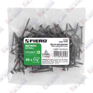 100 pijas 8 x 1-1/2"cabeza plana phillips multiusos, Fiero
