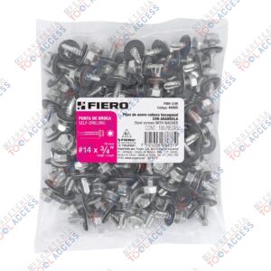 100 pijas #14 x 3/4" hexagonal, punta broca con rondana, Fiero