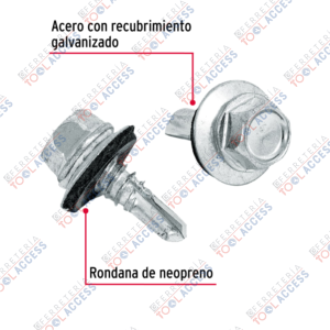 Alternative view of 100 pijas #14 x 3/4" hexagonal, punta broca con rondana, Fiero