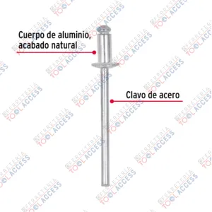 Alternative view of Bolsa con 50 remaches 1/8" x 1/8" de aluminio, ala 1/4", Fiero