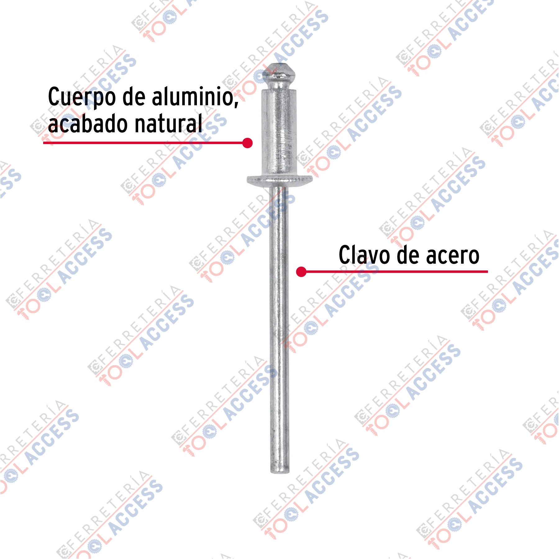 Alternative view of Bolsa con 50 remaches 1/8" x 3/16" de aluminio, ala 1/4", Fiero