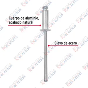 Alternative view of Bolsa con 50 remaches 1/8" x 1/4" de aluminio, ala 1/4", Fiero