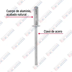 Alternative view of Bolsa con 50 remaches 1/8" x 3/8" de aluminio, ala 1/4, Fiero