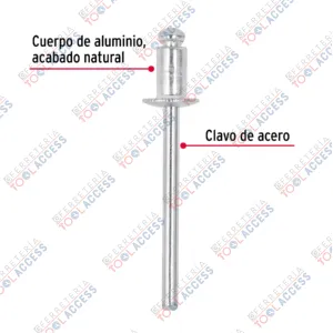 Alternative view of Bolsa con 50 remaches 5/32" x 1/8" de aluminio, ala 5/16", Fiero