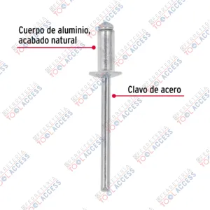 Alternative view of Bolsa con 50 remaches 5/32" x 1/4" de aluminio, ala 5/16", Fiero