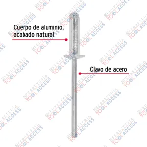 Alternative view of Bolsa con 50 remaches 5/32" x 3/8" de aluminio, ala 5/16", Fiero