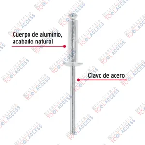 Alternative view of Bolsa con 50 remaches 5/32" x 1/2" de aluminio, ala 5/16", Fiero
