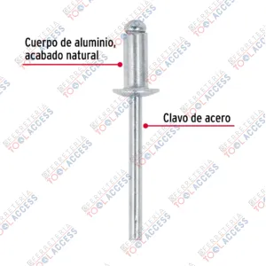 Alternative view of Bolsa con 50 remaches 3/16" x 1/4" de aluminio, ala 3/8", Fiero