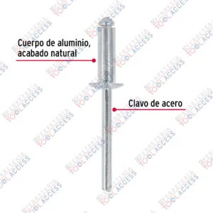 Alternative view of Bolsa con 50 remaches 3/16" x 1/2" de aluminio, ala 3/8", Fiero