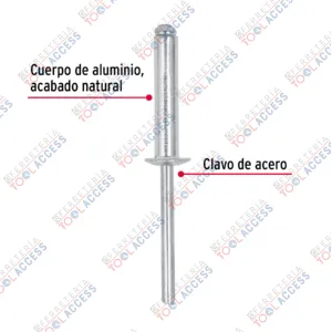 Alternative view of Bolsa con 50 remaches 3/16" x 3/4" de aluminio, ala 3/8", Fiero