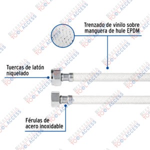 Alternative view of Manguera p/WC, vinilo blanco, 1/2" x 7/8", 35 cm, Foset