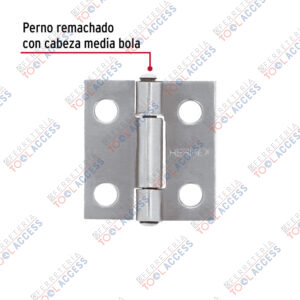 Alternative view of Bolsa con 2 bisagras rectangulares 1", acero pulido, Hermex