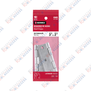 Bolsa con 2 bisagras rectangulares 3", acero pulido, Hermex